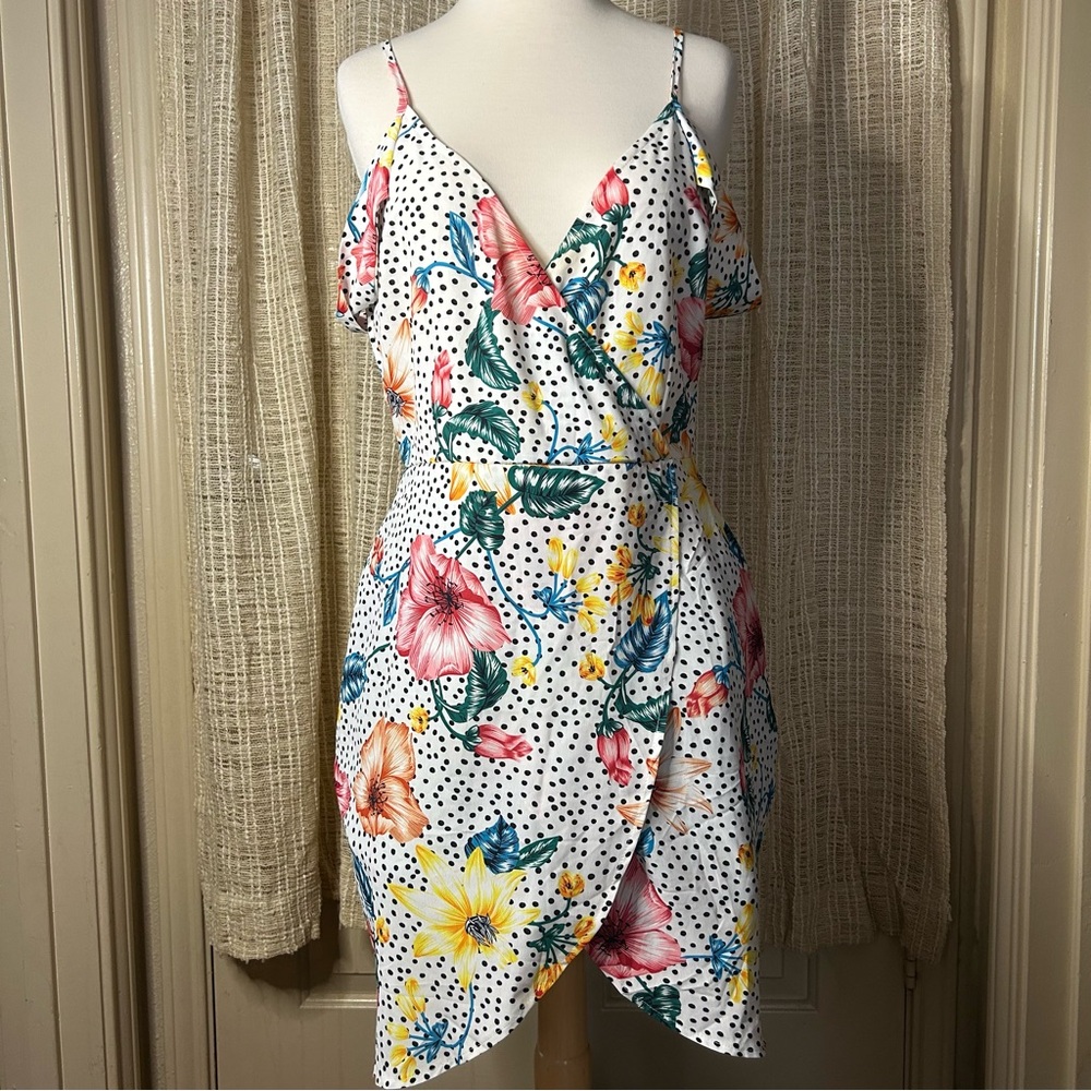Pink and Yellow Ruffled Wrap Sundress